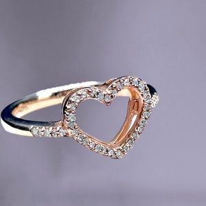 🌺 Rose Gold Heart Genuine Diamond Ring-NEW!